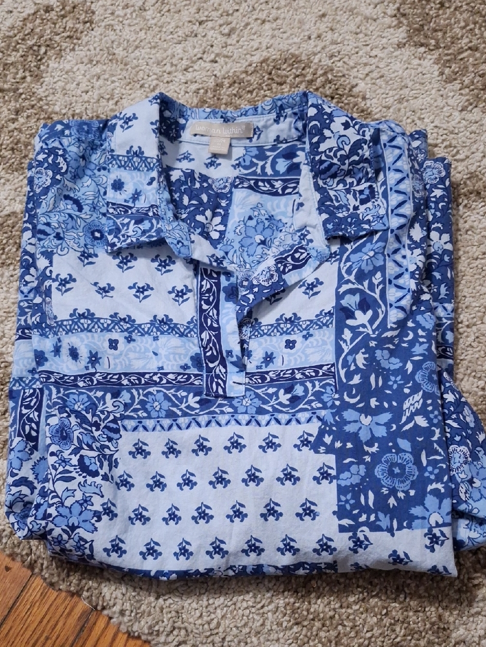 Men's Blue Patchwork Print Casual Shirt